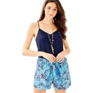 NWT Lilly Pulitzer Mylee Tie Front Shorts Blue Aqua Print – Size 00